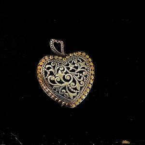 Sterling silver and 14k gold heart charm